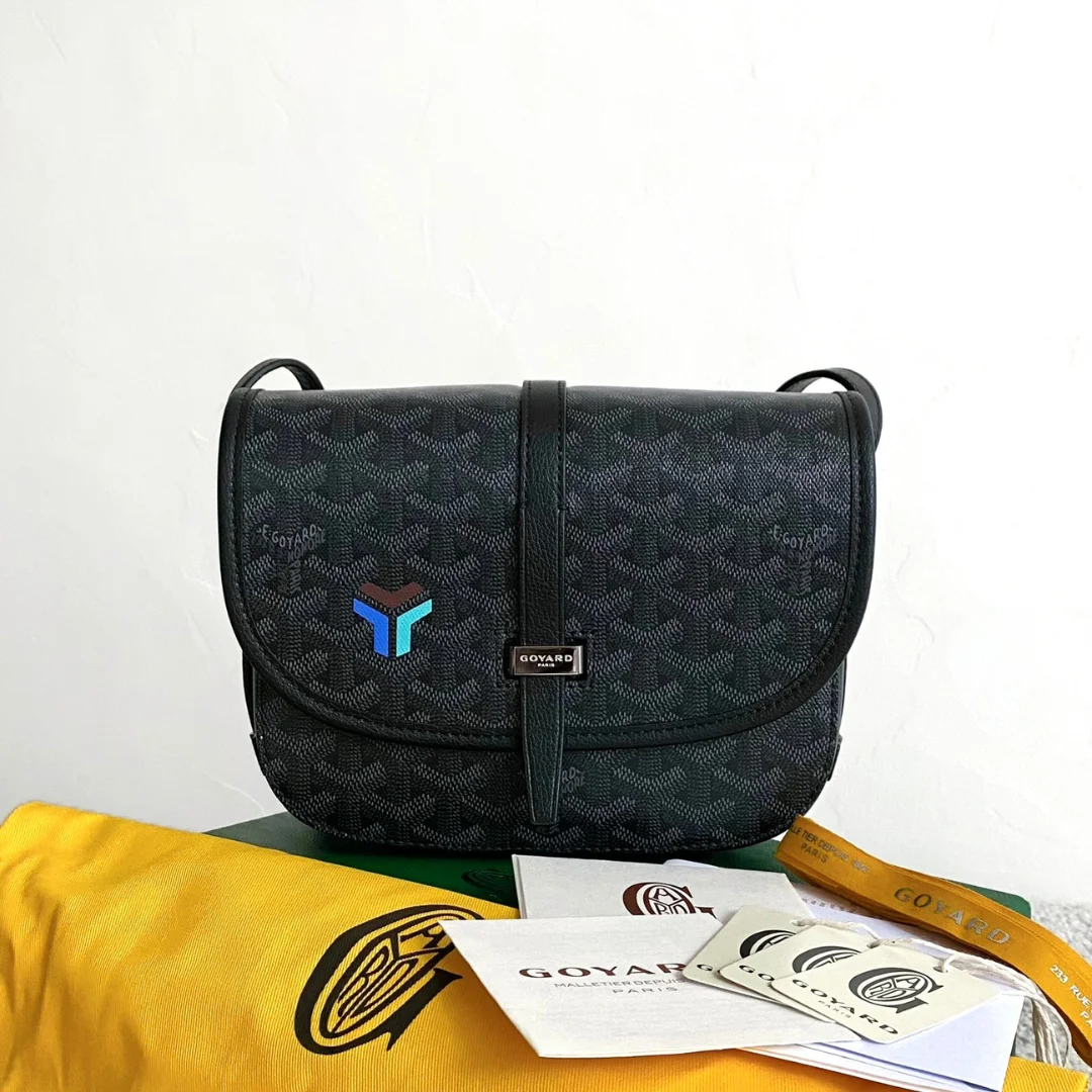 GOYARD Goyardine Belvedere III PM Messenger Bag Jet Black