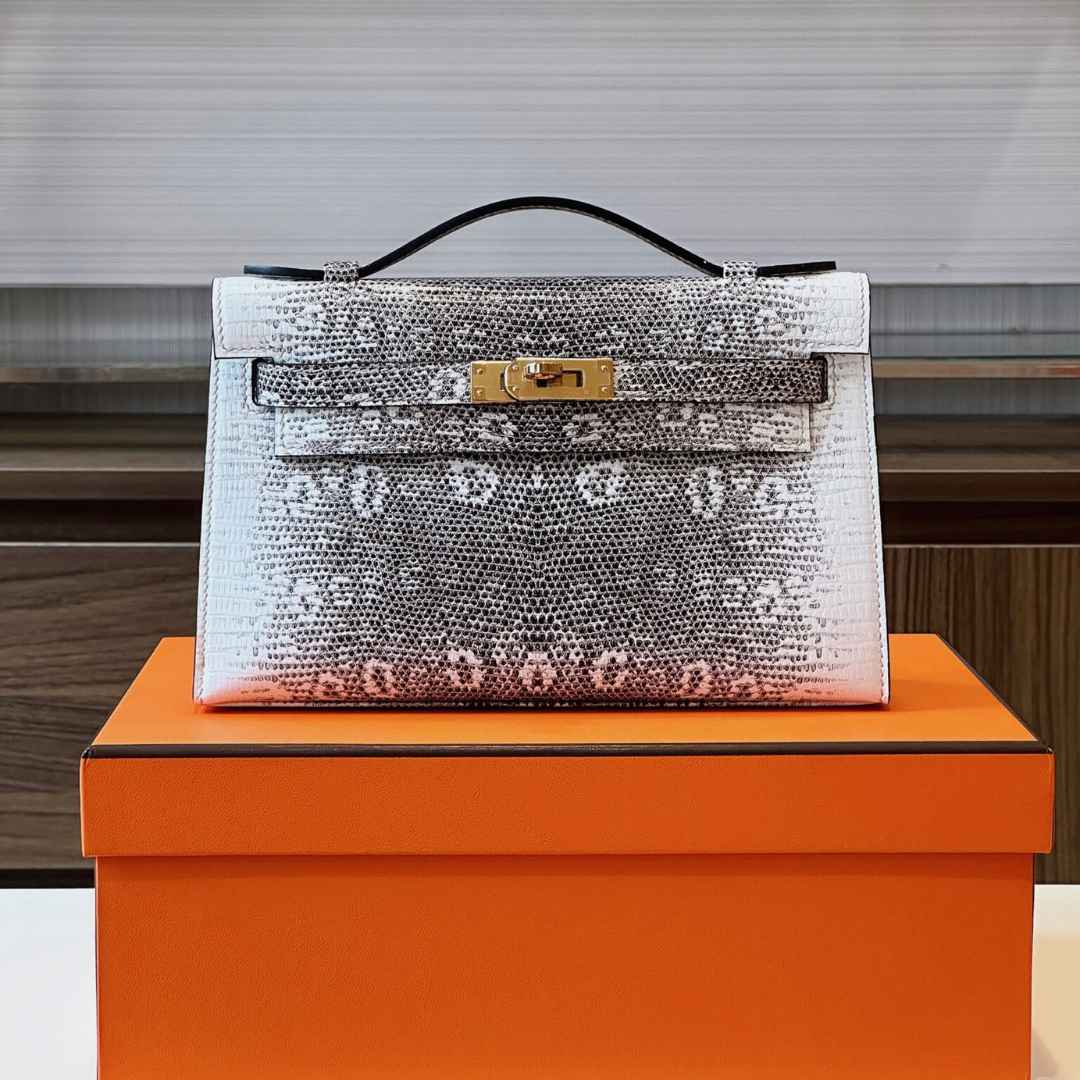 Hermes Constance Omber Lizard Like Auth With Lock Gold Woman’s Handbags 22cm