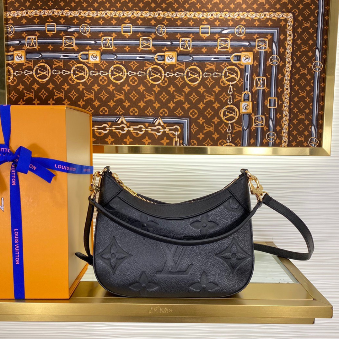 Louis Vuitton LV Bagatelle Monogram Black Fake Handbags 24x18cm