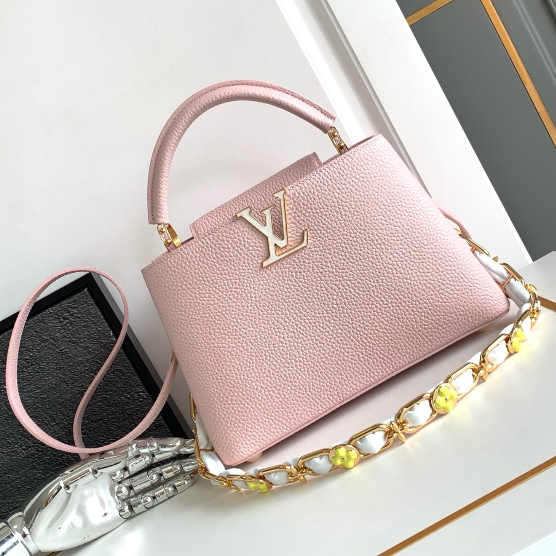 Louis Vuitton LV Capucines BB Pink Super Fake Handbags Lock Gold 27x18x9cm