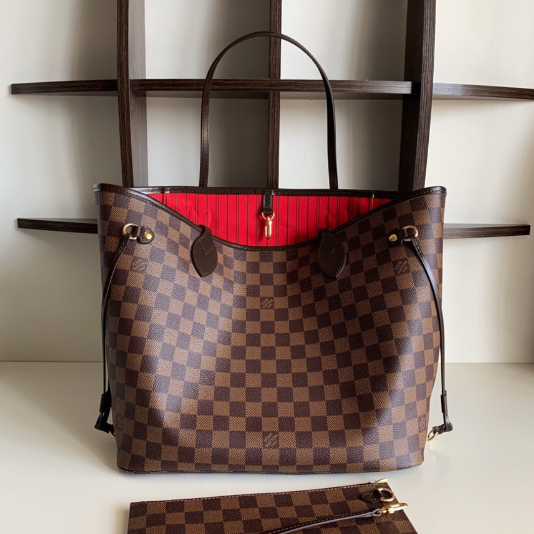 Louis Vuitton LV Neverfull Checkered Pattern Fake Handbags 32x29x17cm