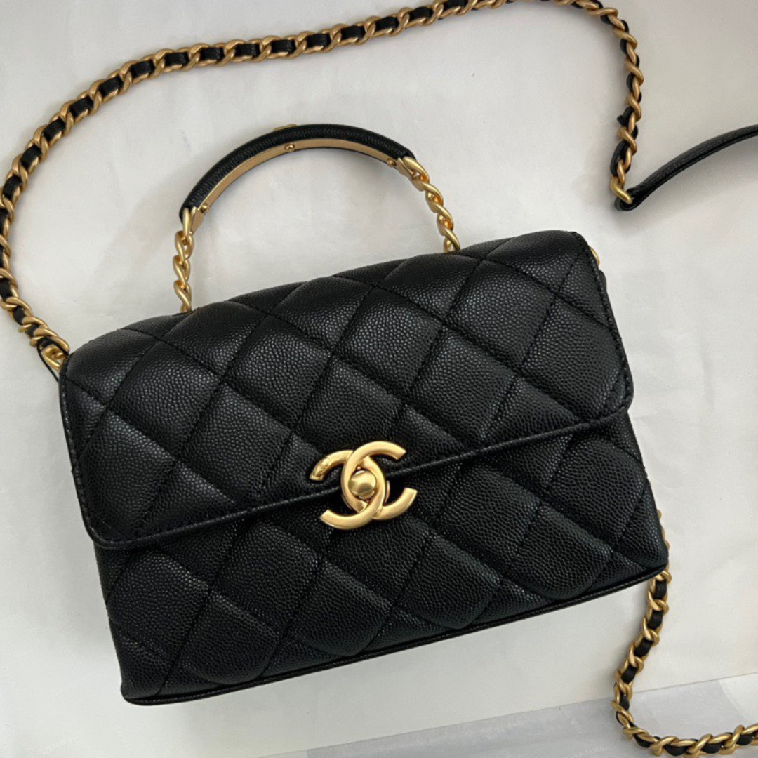 Chanel Handle Woman’s Super Fake 11 Handbags Demi Lock Gold With Leather 19cm
